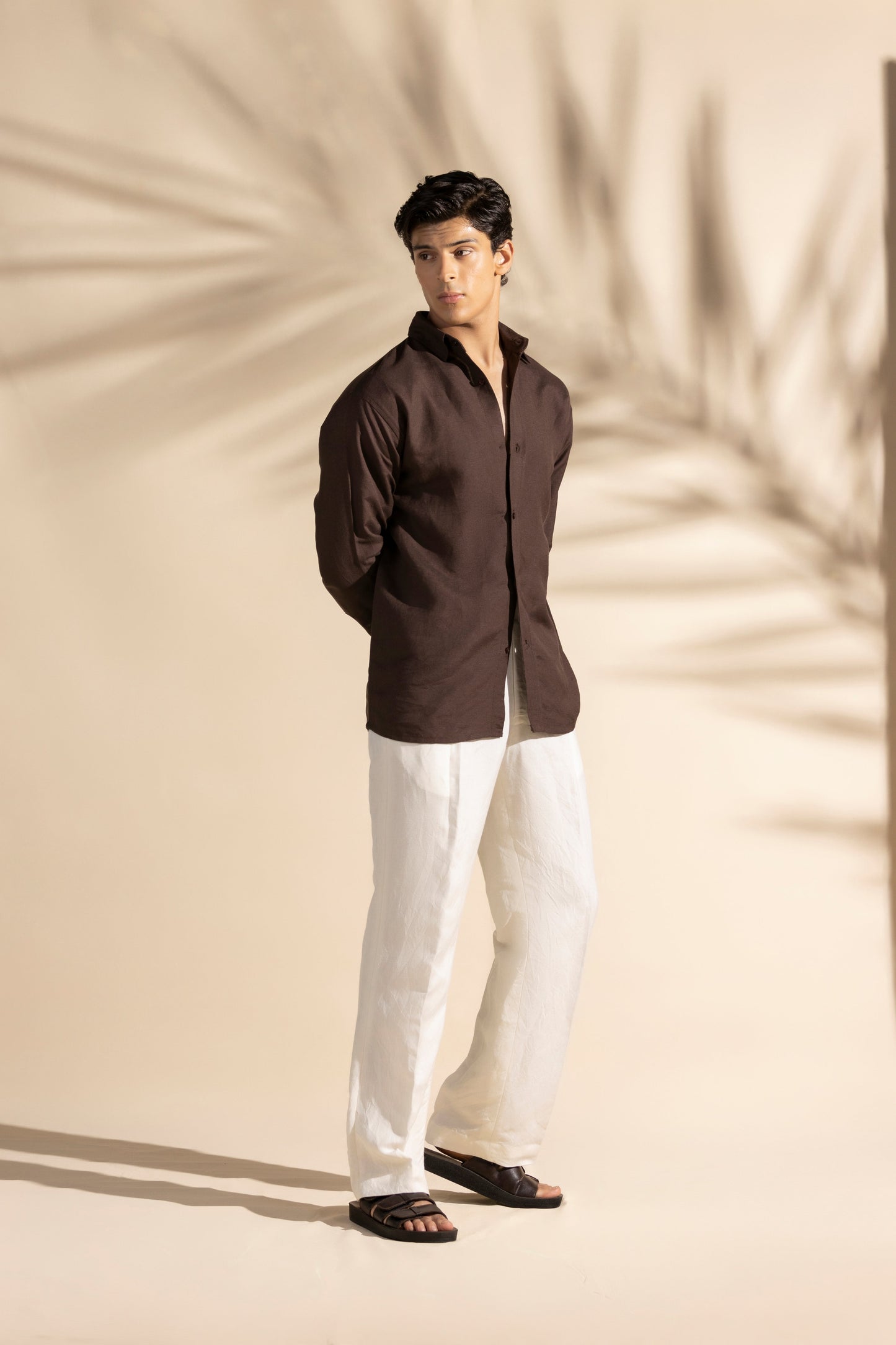 BROWN LINEN SHIRT (BLENDED LINEN)