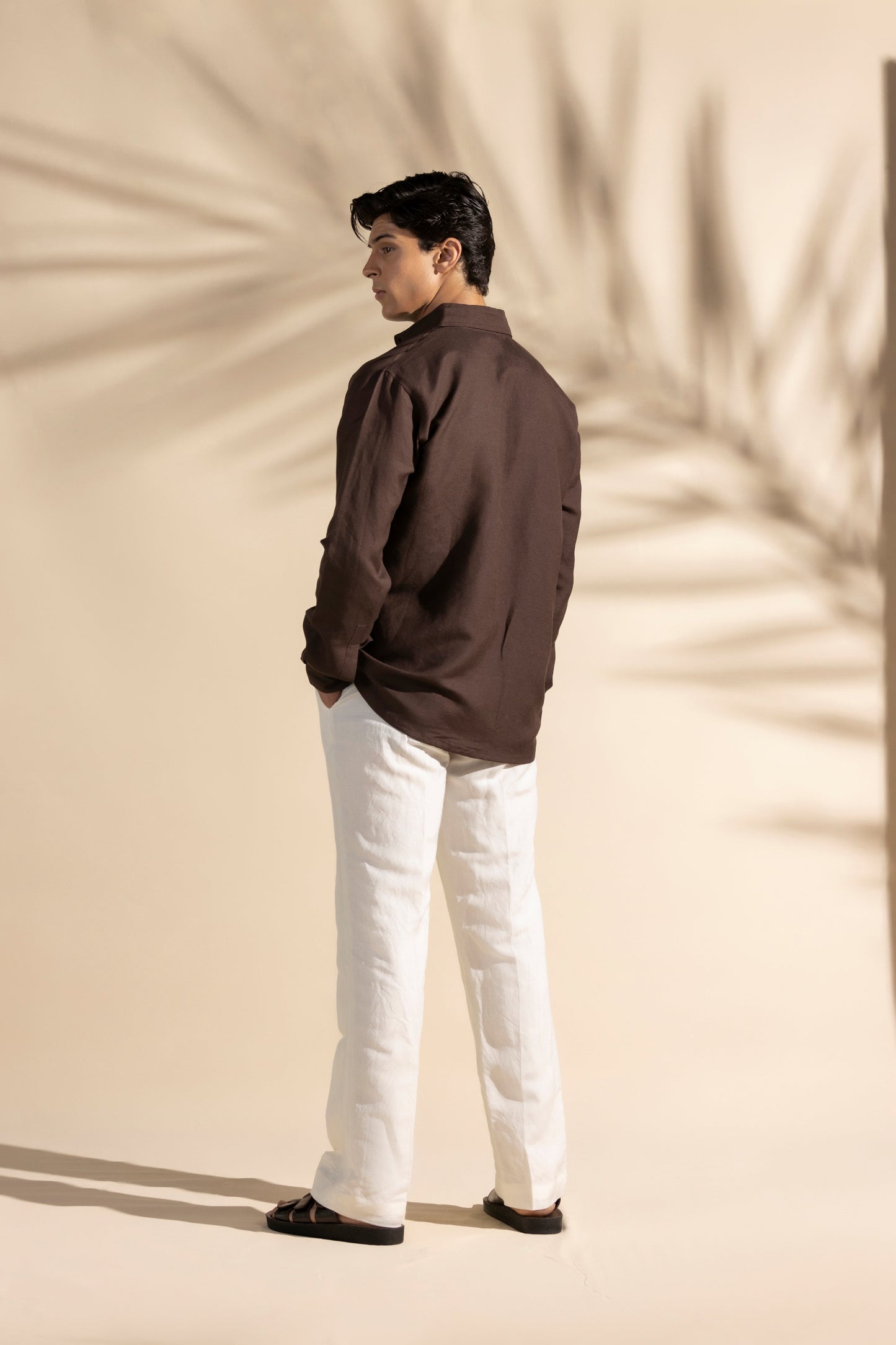 BROWN LINEN SHIRT (BLENDED LINEN)