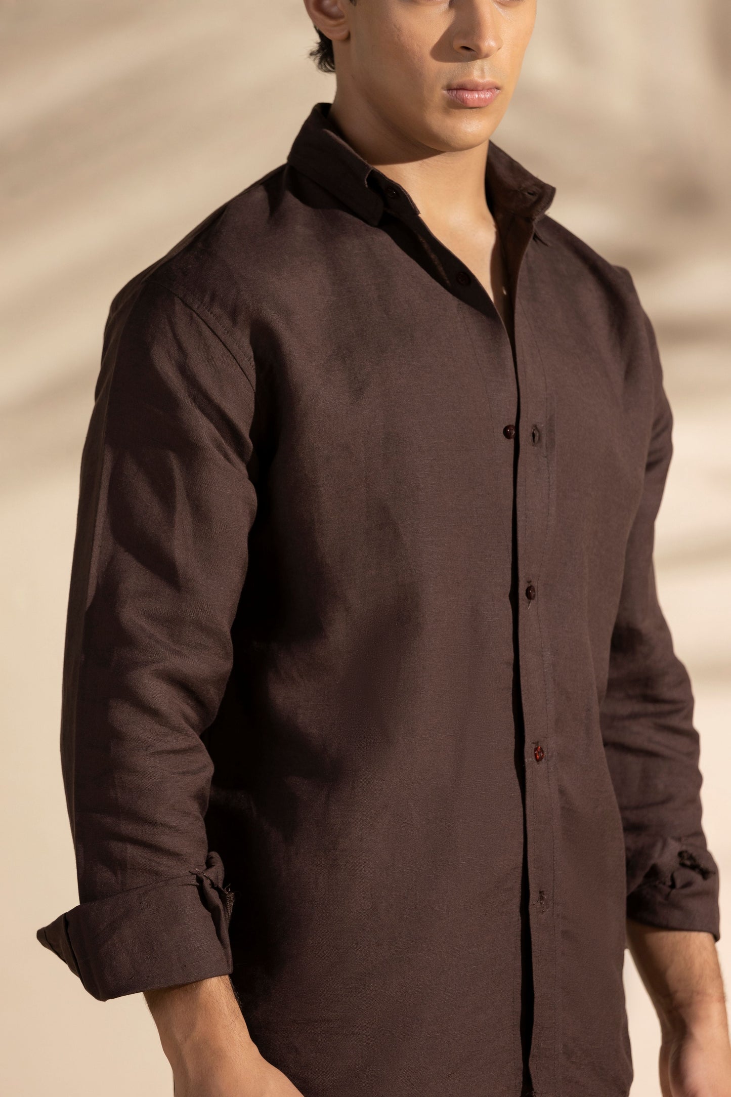 BROWN LINEN SHIRT (BLENDED LINEN)