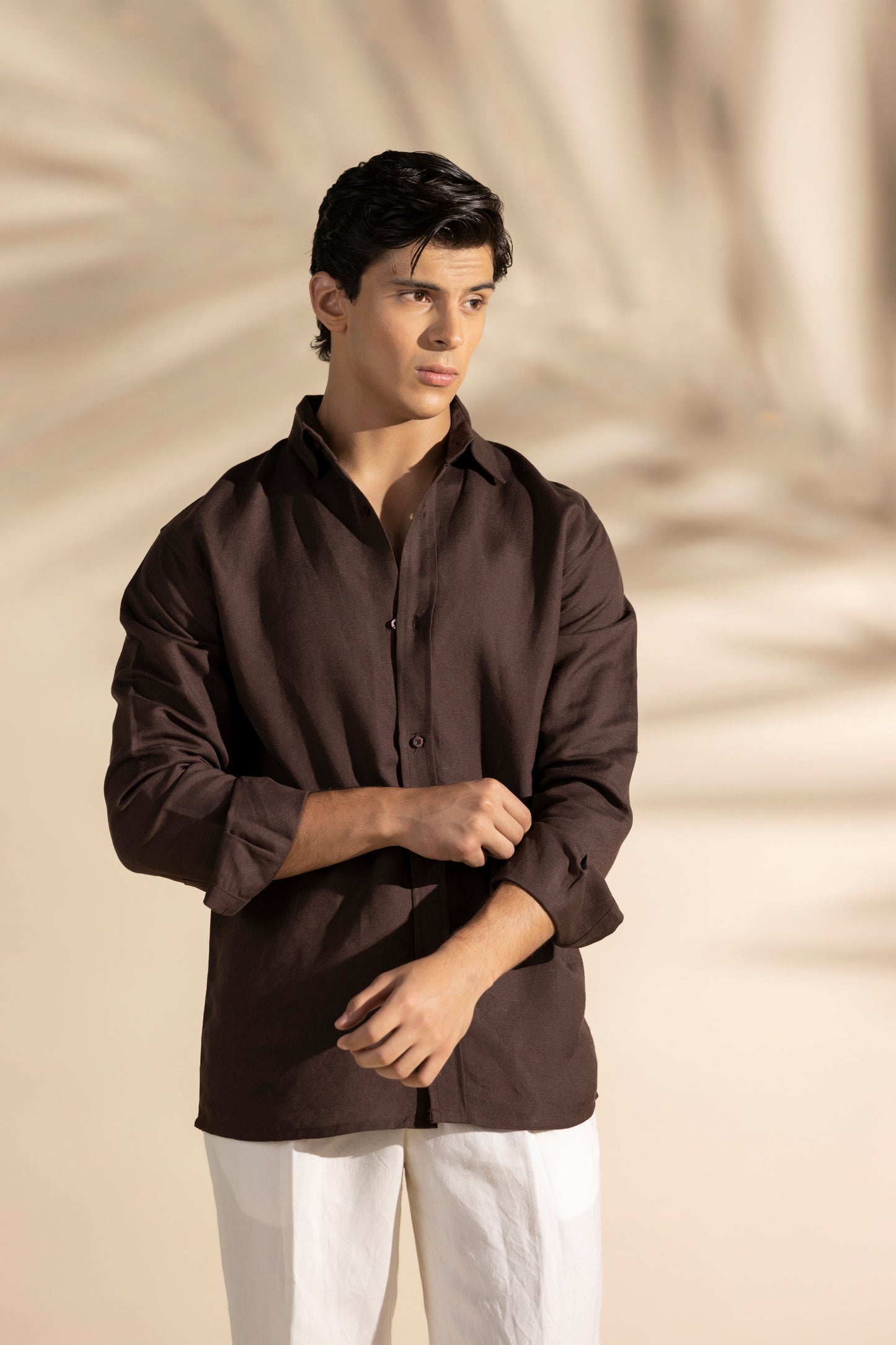 BROWN LINEN SHIRT (BLENDED LINEN)