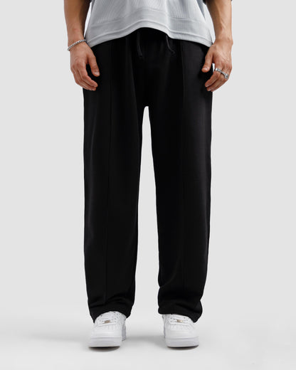 Black Pleated Essential Trousers