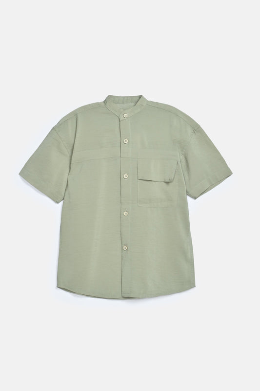 BOYS TEXTURED POCKET DETAIL SHIRT