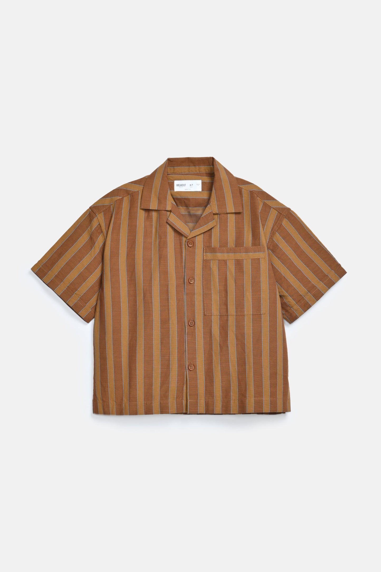BOYS STRIPED RESORT COLLAR SHIRT