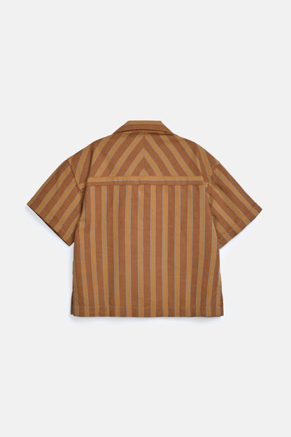 BOYS STRIPED RESORT COLLAR SHIRT
